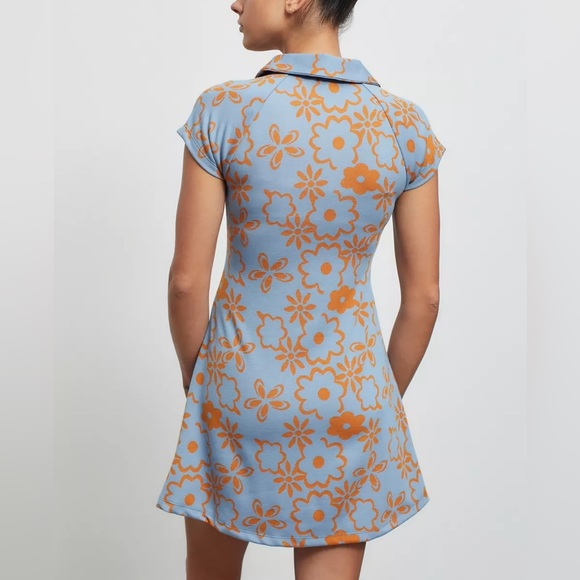 Urban Outfitters Arla Blue and Orange Floral Zip-Up Mini Dress - Picture 3 of 14